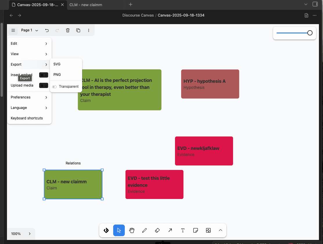 Export options